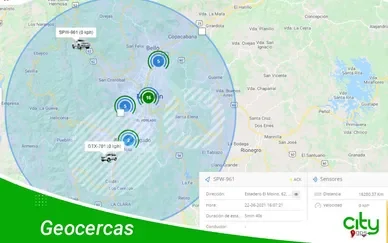 Configuración de geo-cercas virtuales con alertas de entrada y salida en mapa GPS